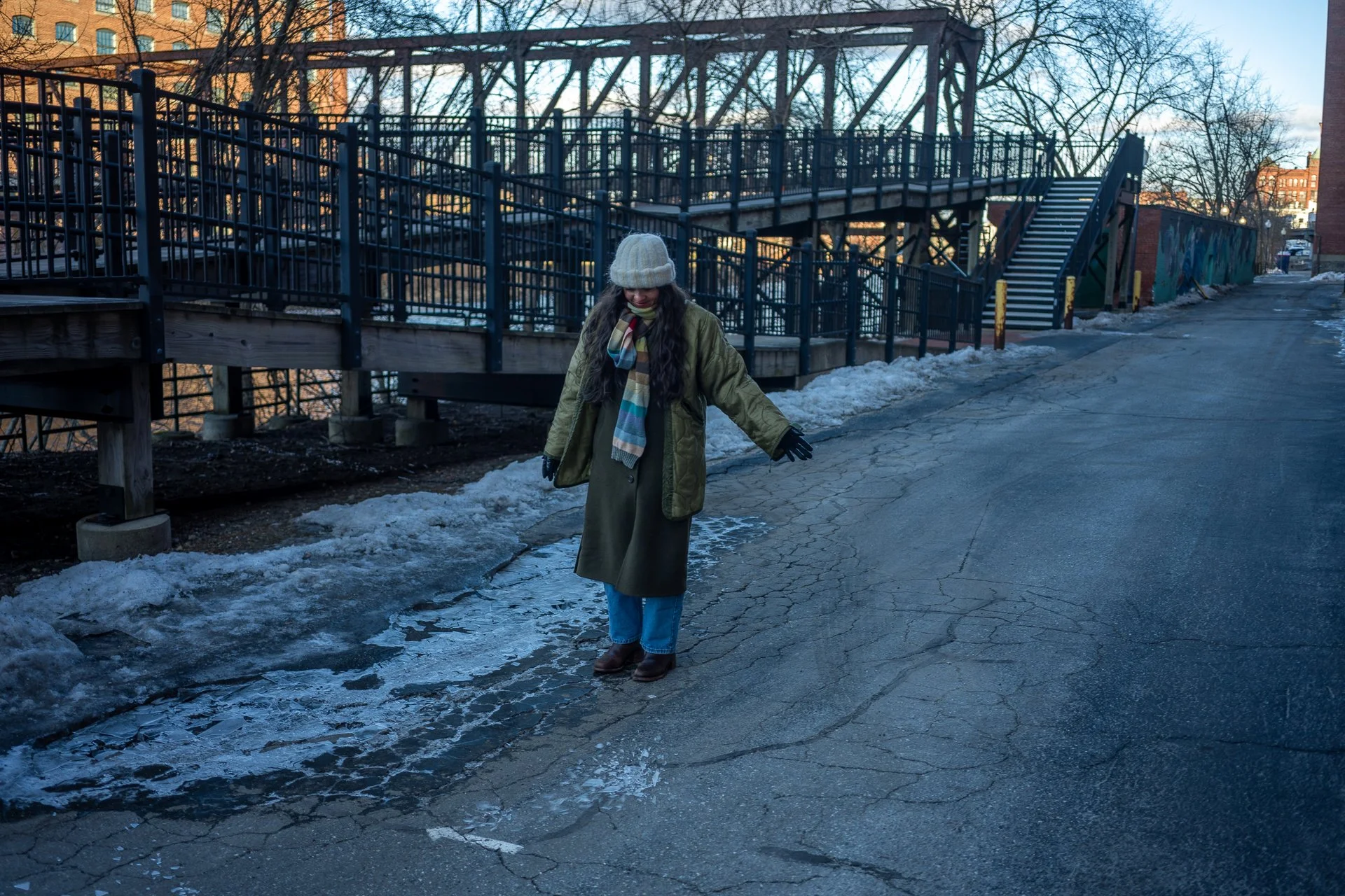 January 12, 2026 - Breaking plates of ice, because it's fun. Nashua, NH
