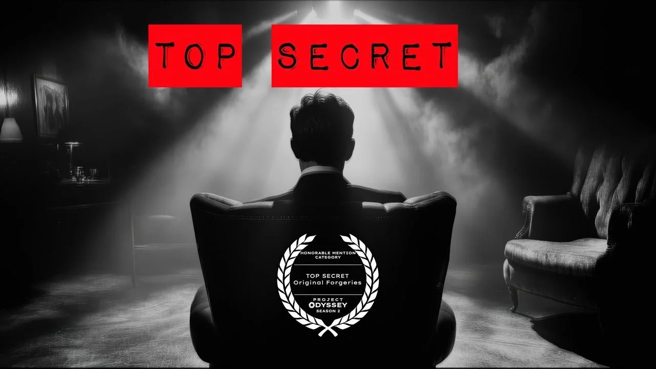 TOP SECRET · Classified footage. A clandestine agent shows his boss a Top Secret film. Some footage is classified for a reason. Project Odyssey 2024 · Finalist & Honorable Mention. Music by Boogieman Weather.