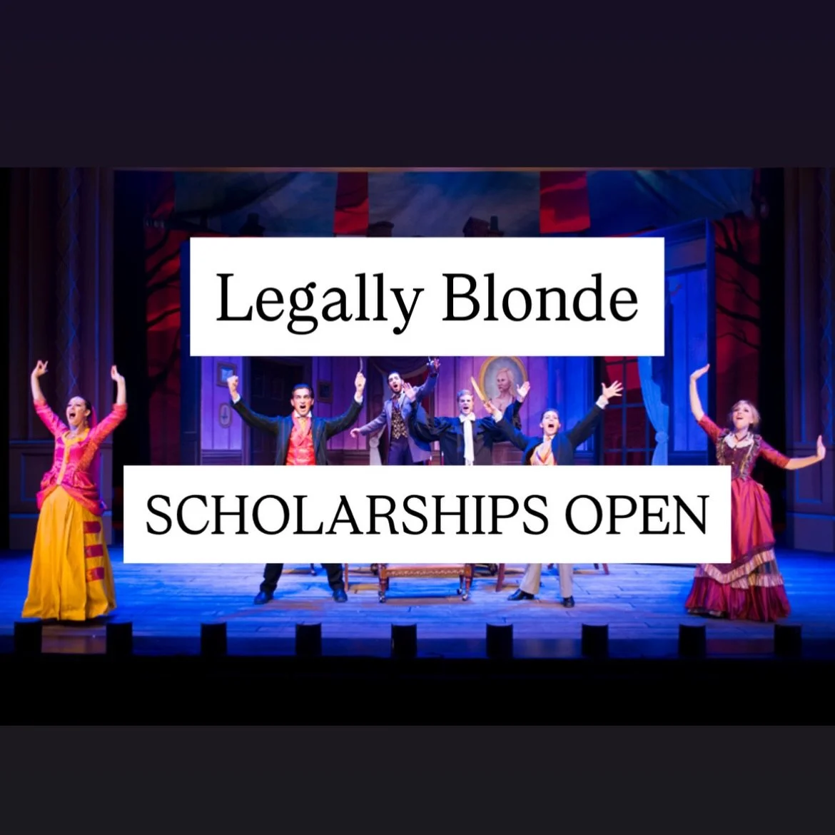 to $200 off tuition.

We reached our fundraising goal and can now offer scholarships to adults who otherwise wouldn&rsquo;t be able to participate in the 2026 CAST OF LEGALLY BLONDE.

Please reach out via Email or Instagram Direct Message

Learn more