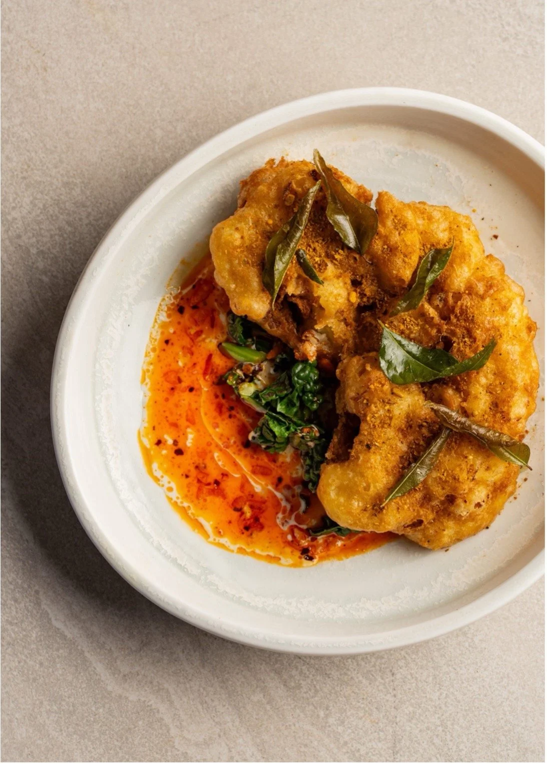 Tempura Cauliflower, Spiced Coconut, Curry Leaf, Coriander