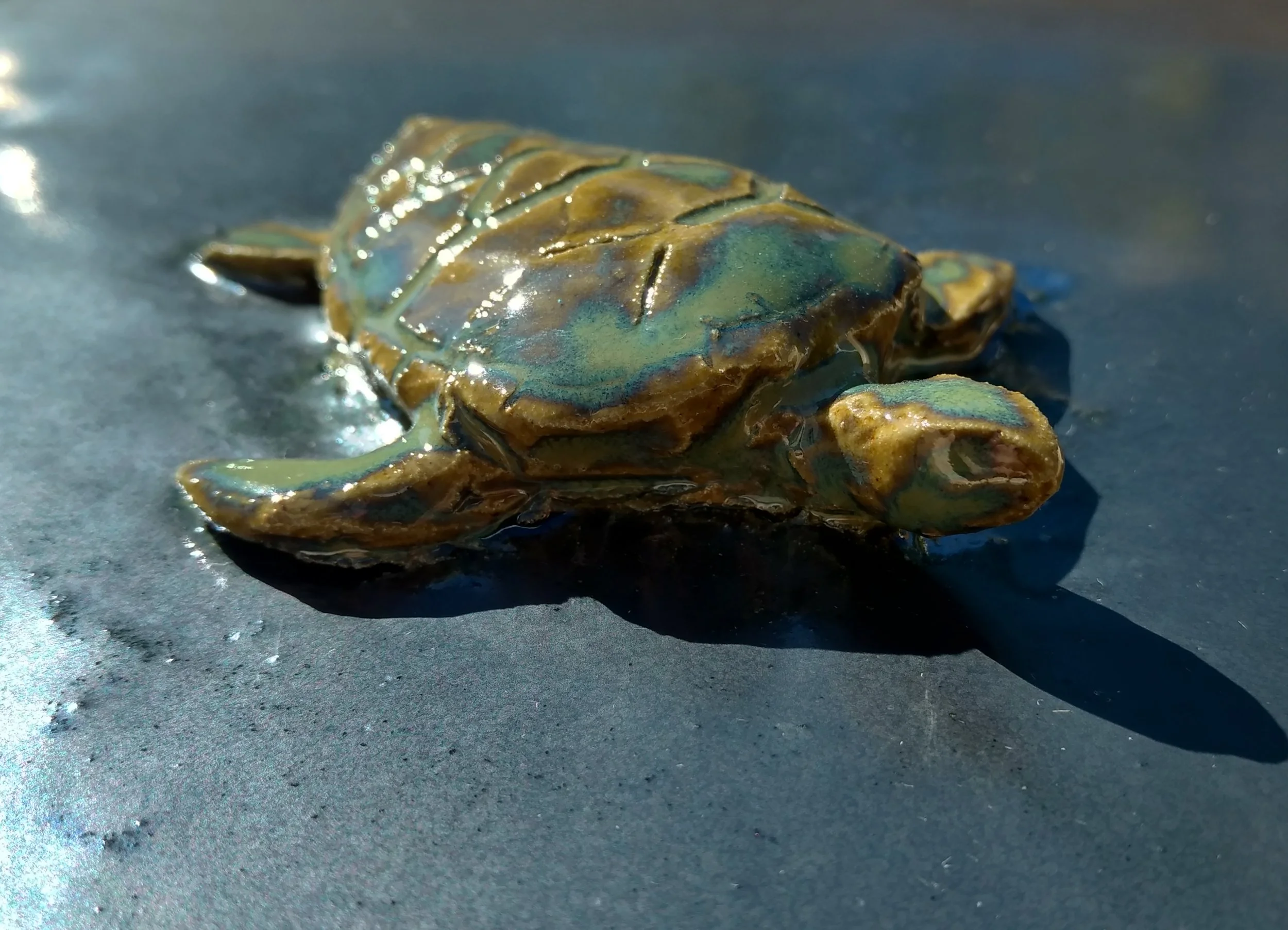 Turtle, hand~built tile, 2016