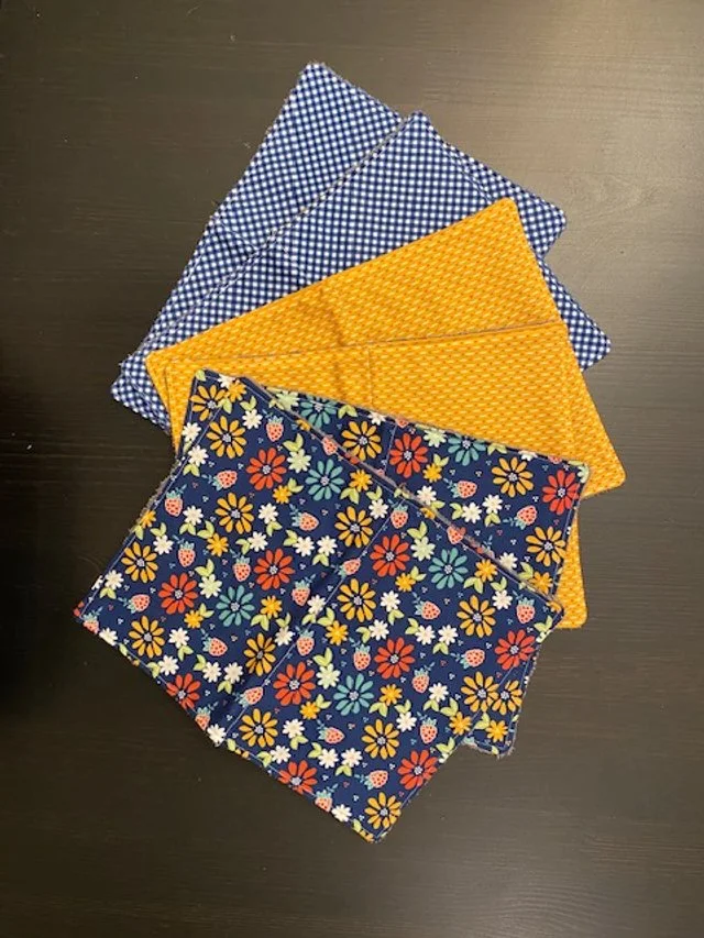 Blue Gingham/Orange/Blue Flowers