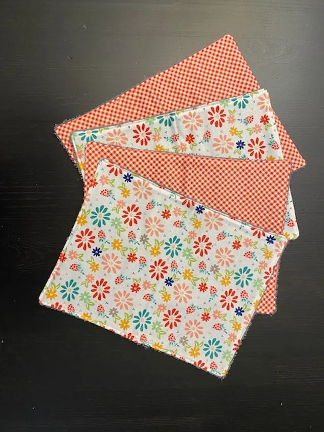 Red Gingham/White Flowers