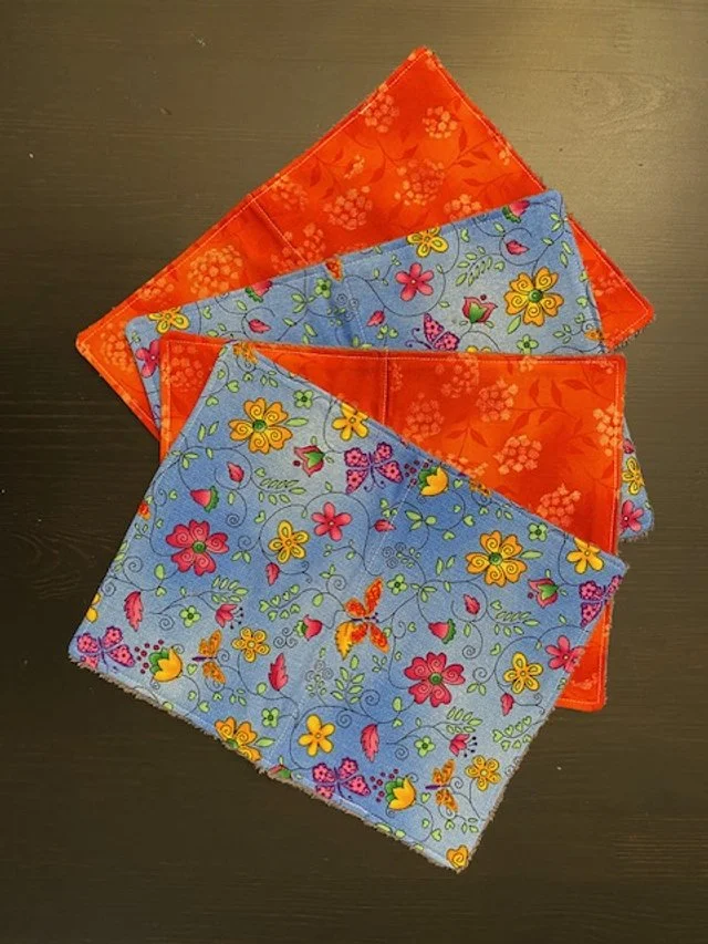 Dark Orange/Blue Flowers