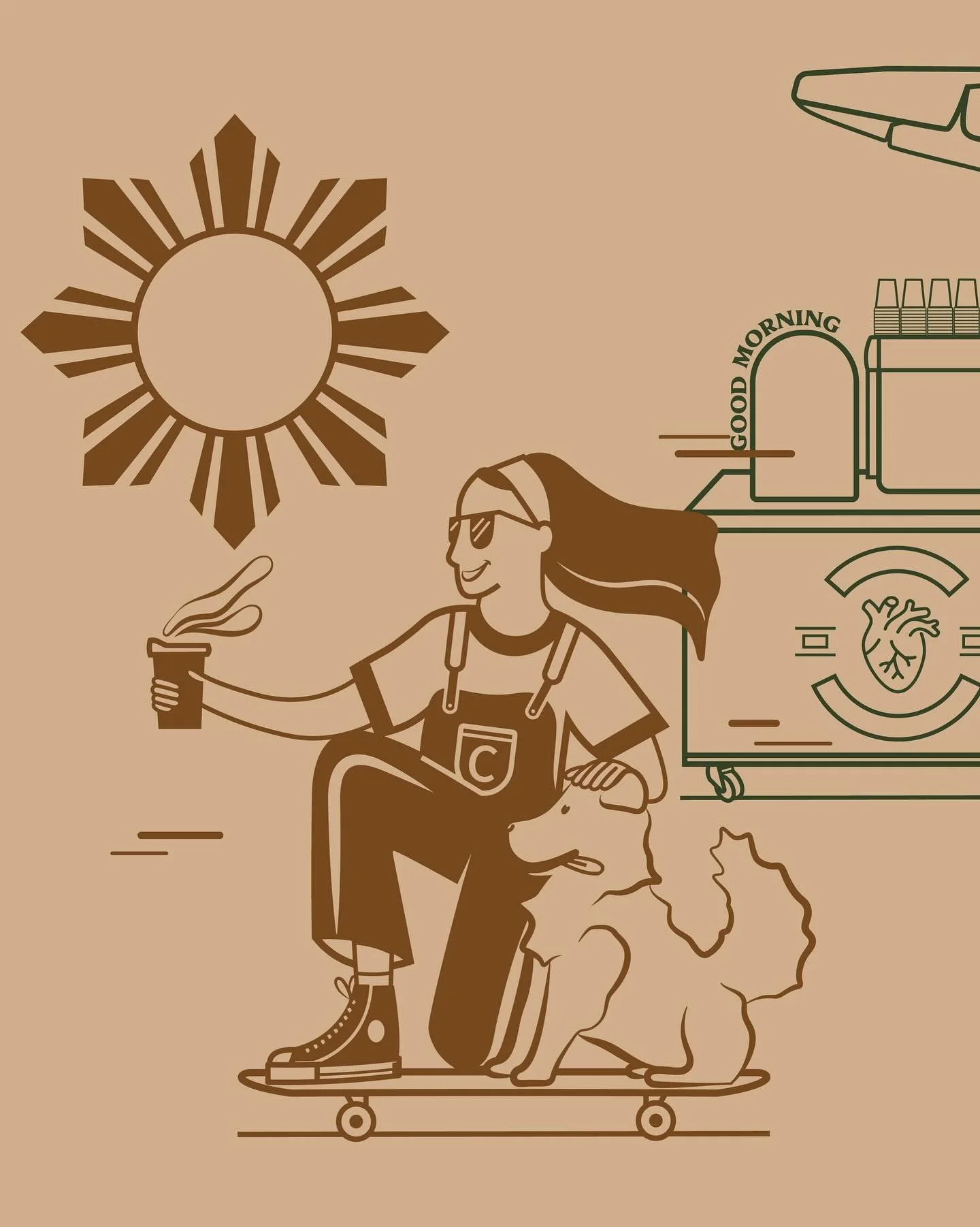 Illustrations and typesetting for coffee cart business @bunsocoffeecart 
Personalised designs that capture Chelsea&rsquo;s personality as well as the heart behind it all - which is bringing people together. Bunso is all about connection, warmth, and 