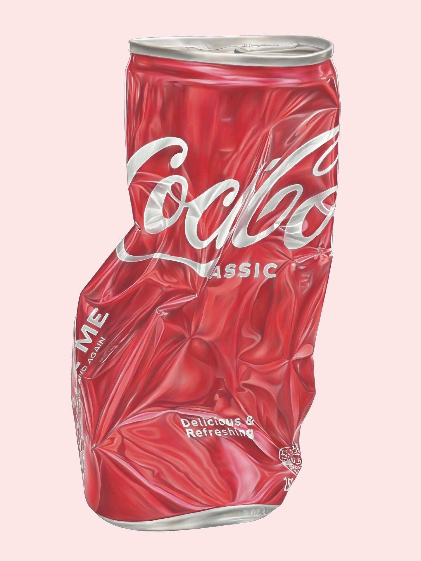 New A4 Art Print: &lsquo;Crushed Coca-Cola&rsquo; 
with limited available to purchase at @bu_fashionshow this Friday night! Before going on sale on my website🥤
Swipe for the time-lapse >

I took a photo of this Coke can back in December last year