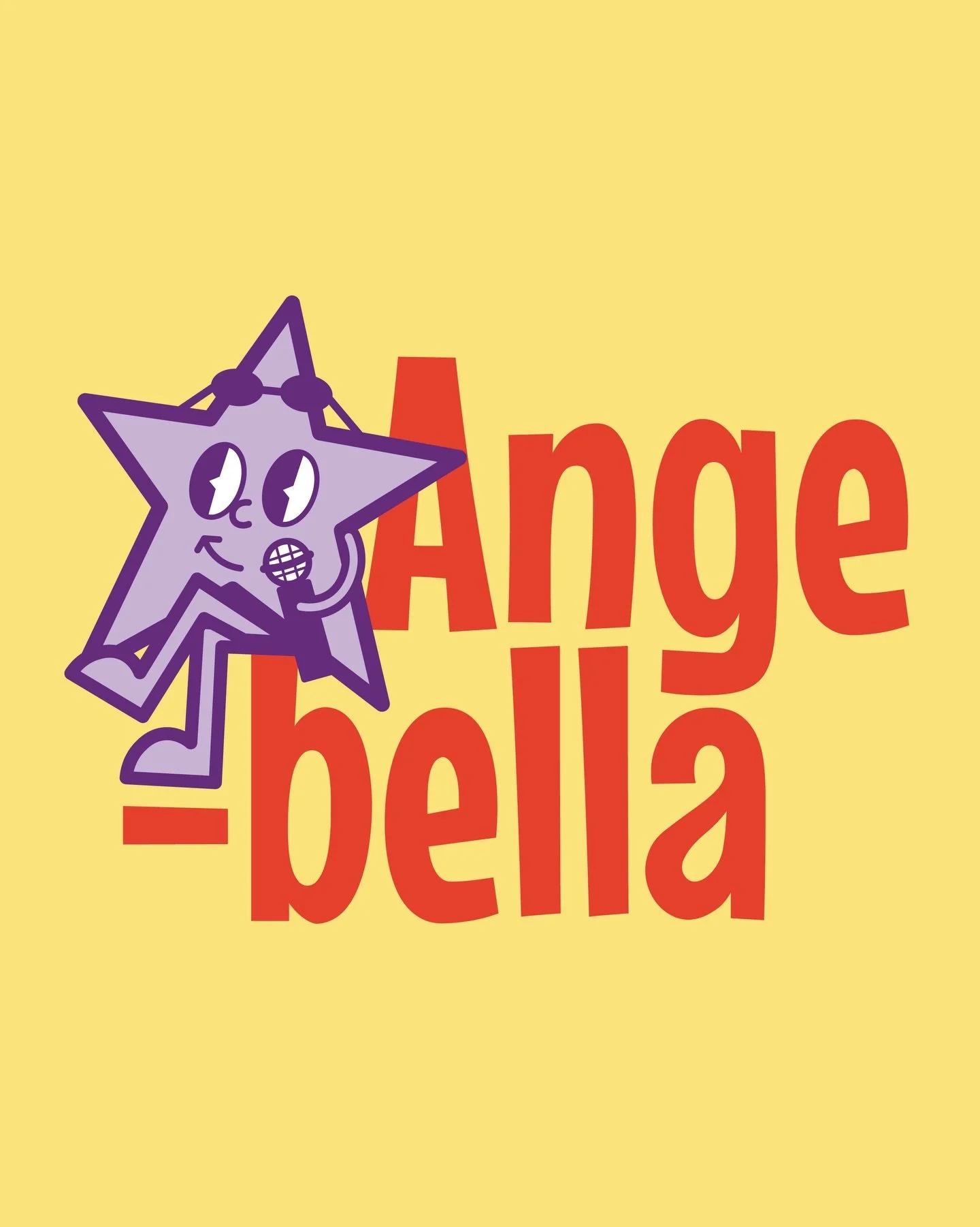 Branding for @angeb3lla 
A suite that uses bold and punchy colours to symbolise Ange&rsquo;s passion and creativity. The unique star character of Ange injects a personal yet fun element into the logo ⭐️💜🎤🎵🎶

Ange is a singer and songwriter living