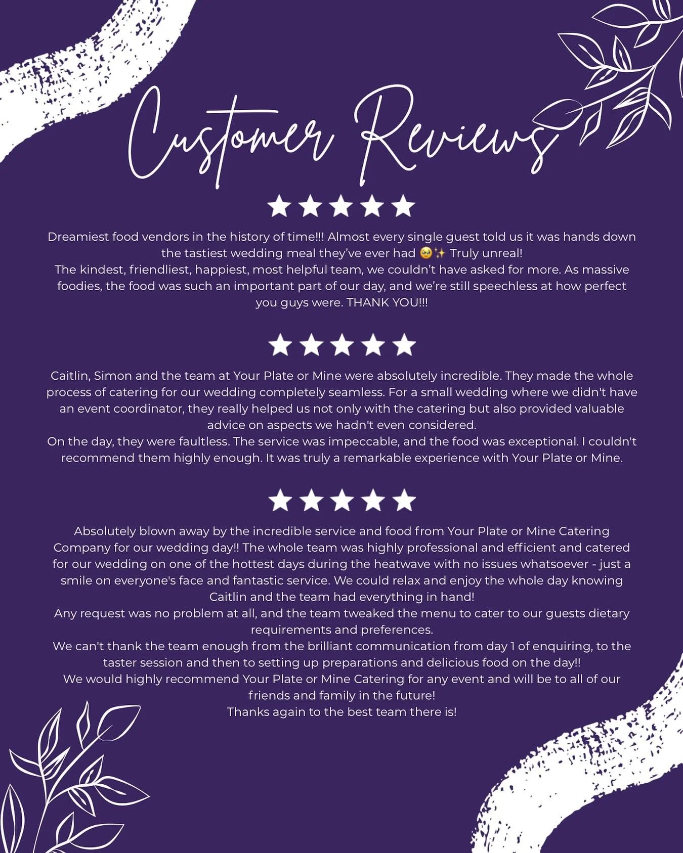 ✨ Nothing makes us happier than hearing how much our couples + their guests adore the food and service we bring to their big day 💚 From flawless flavours to seamless coordination, we&rsquo;re here to make every wedding meal unforgettable. 🥂🍴

#Wed