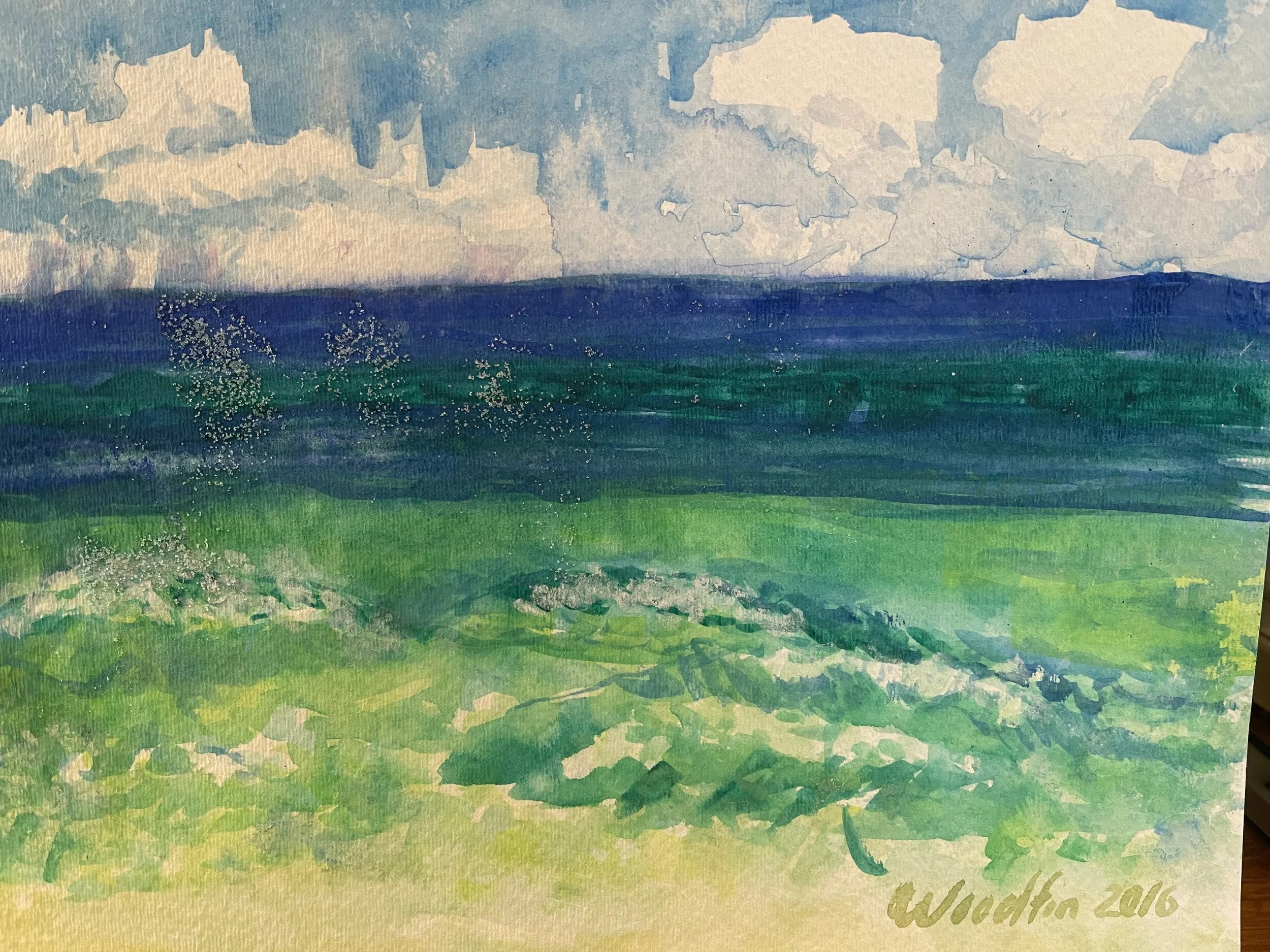 Sandy surf - original watercolor painting
