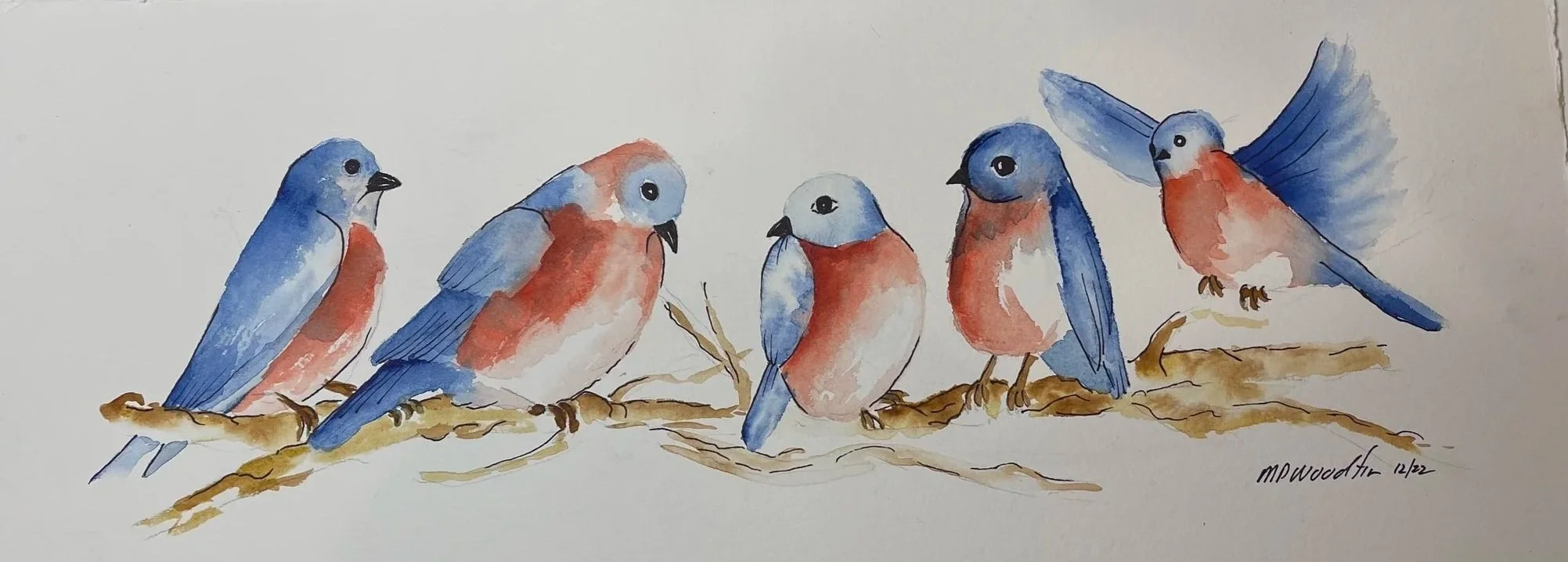 Bluebirds, Watercolor