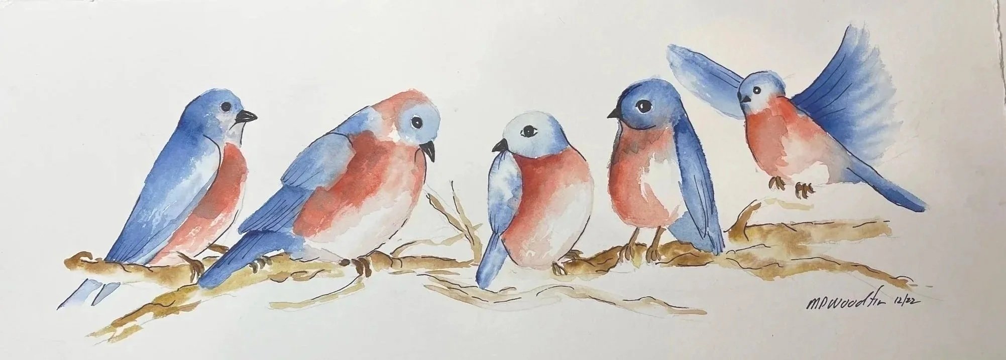 Bluebirds Watercolor