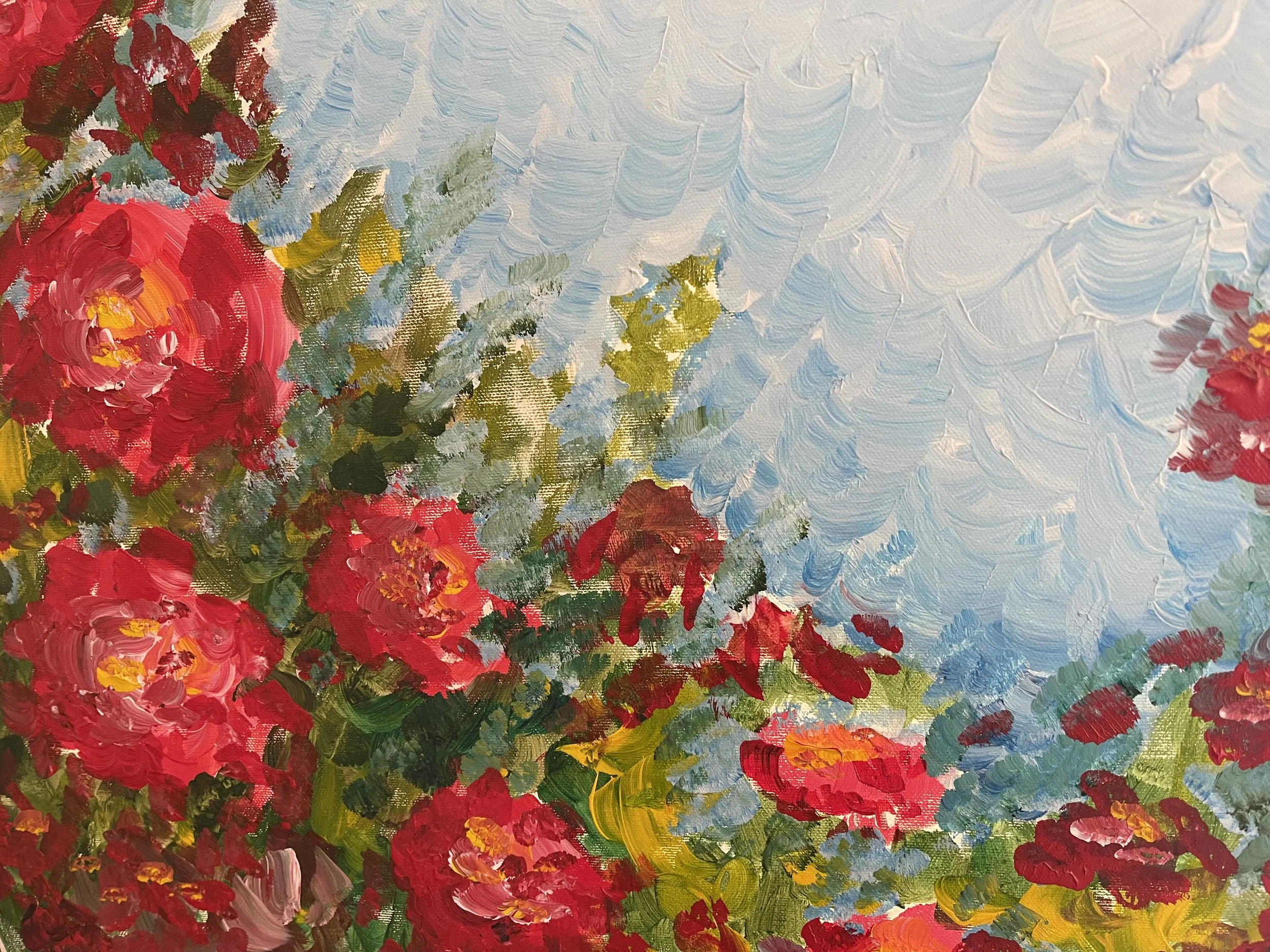Red Flowers, Acrylic 