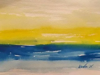 Yellow and blue, Original watercolor