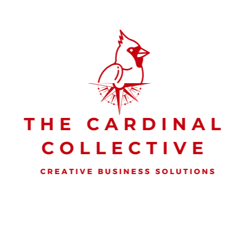 Logo for The Cardinal Collective featuring a cardinal bird illustration and the text 'The Cardinal Collective Creative Business Solutions' in red on a black background.
