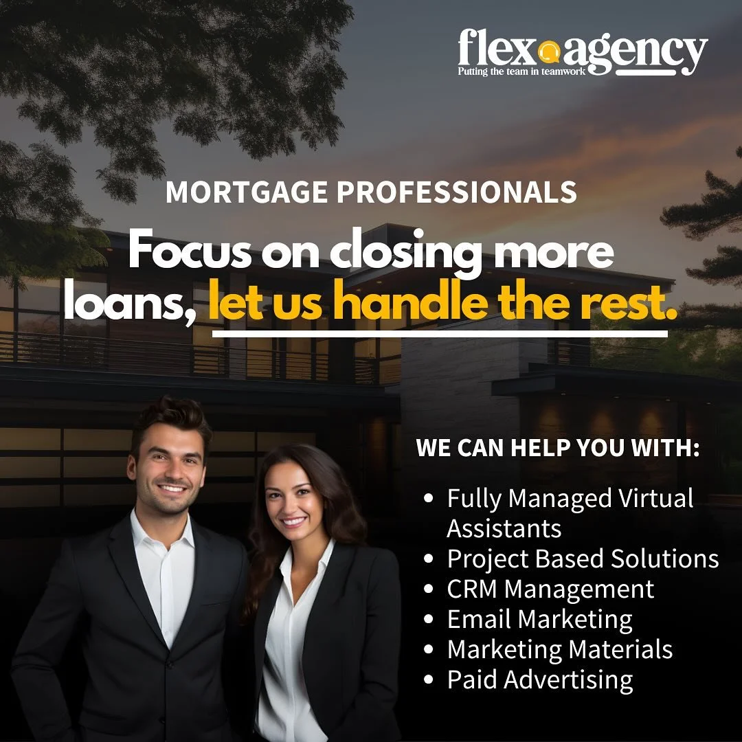 Hey Mortgage and Loan Officers! Are you ready to get in cruise control and focus on closing those loans. Let&rsquo;s get you on flex autopilot! Need your CRM supported, need Sales &amp; Marketing materials, social media content, blogs, client present