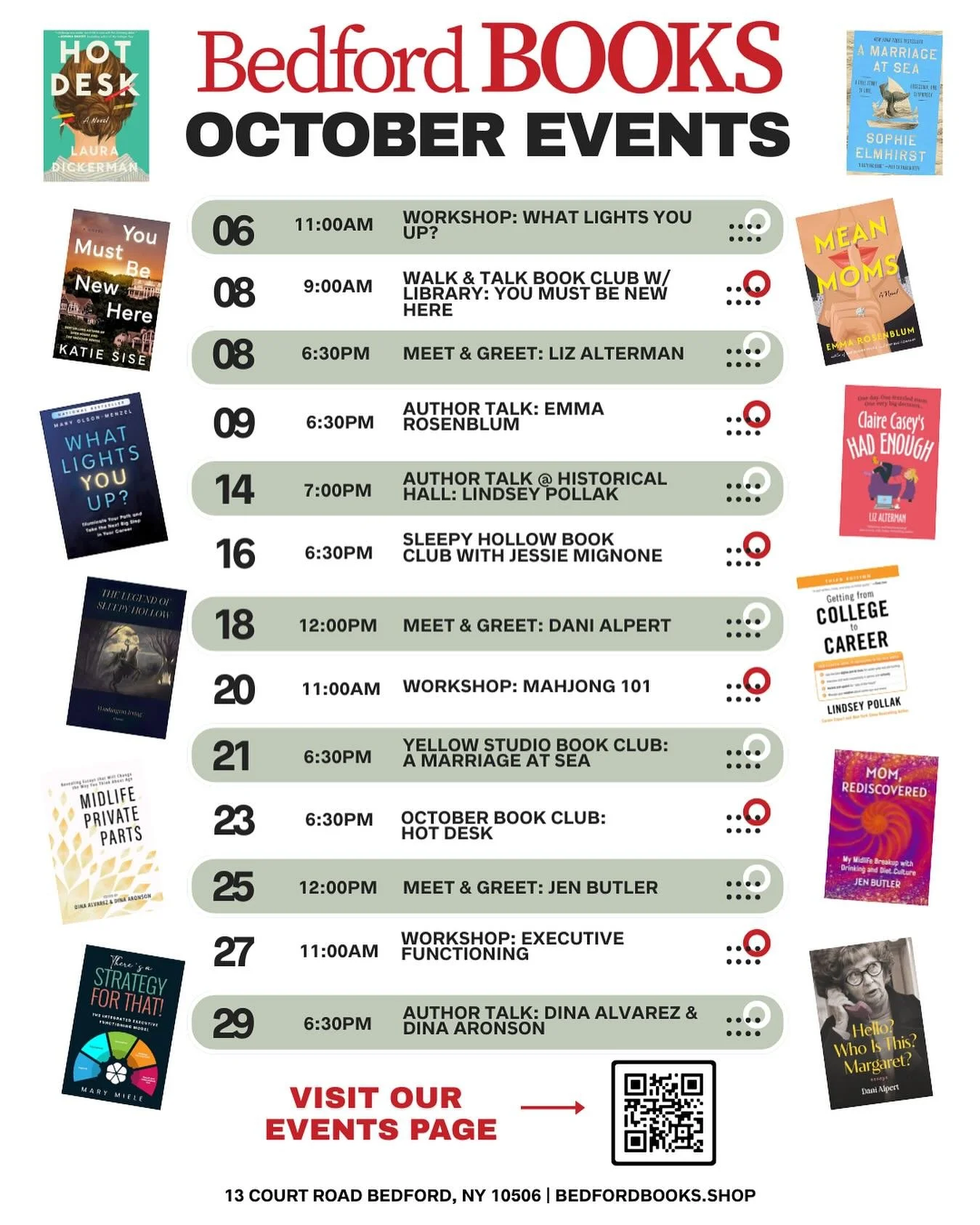 So much happening this month at Bedford Books! Check out our October lineup at bedfordbooks.shop/events &mdash; link in bio! we can&rsquo;t wait to welcome you in. 🤍

#BedfordBooks #BookstoreEvents