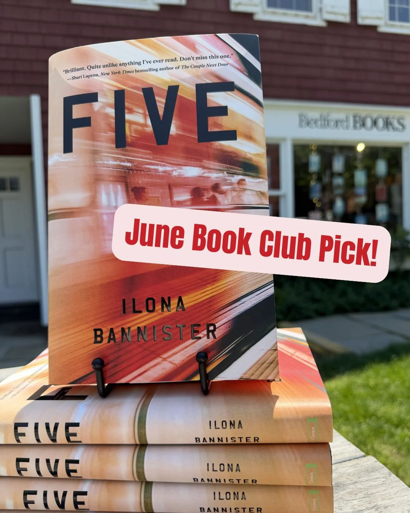 Our June Book Club pick (as voted on at our last gathering!) is 𝘍𝘪𝘷𝘦 by Ilona Bannister. 📚

Quick synopsis: five seemingly random people are waiting for a train. But these are not just any five people. From the very beginning, we know that one o