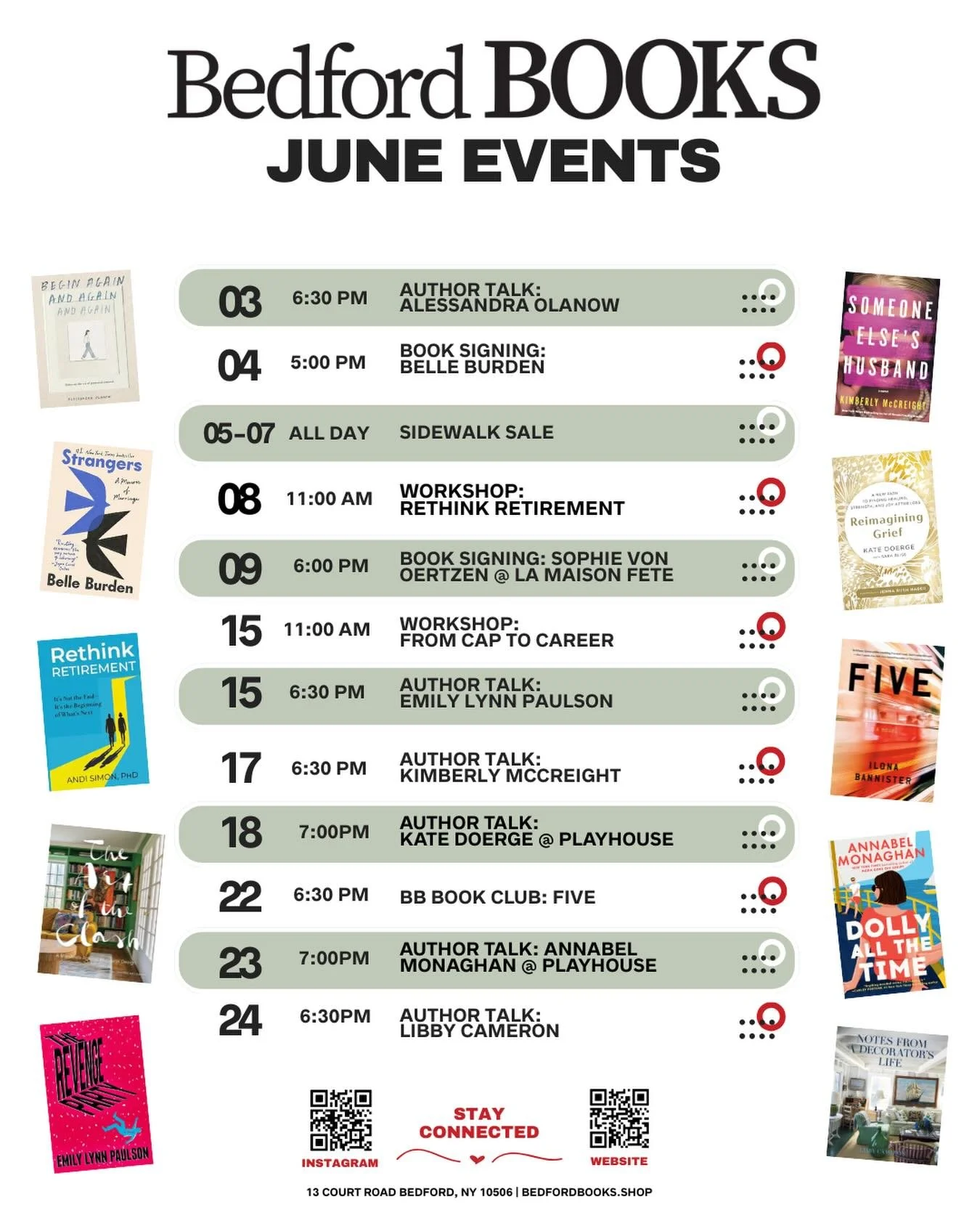 June at Bedford Books! ☀️
Sign up at events calendar link in bio 🔗
We hope to see you at one (or a few)! 🥰

#bedfordbooks #bookstoreevents