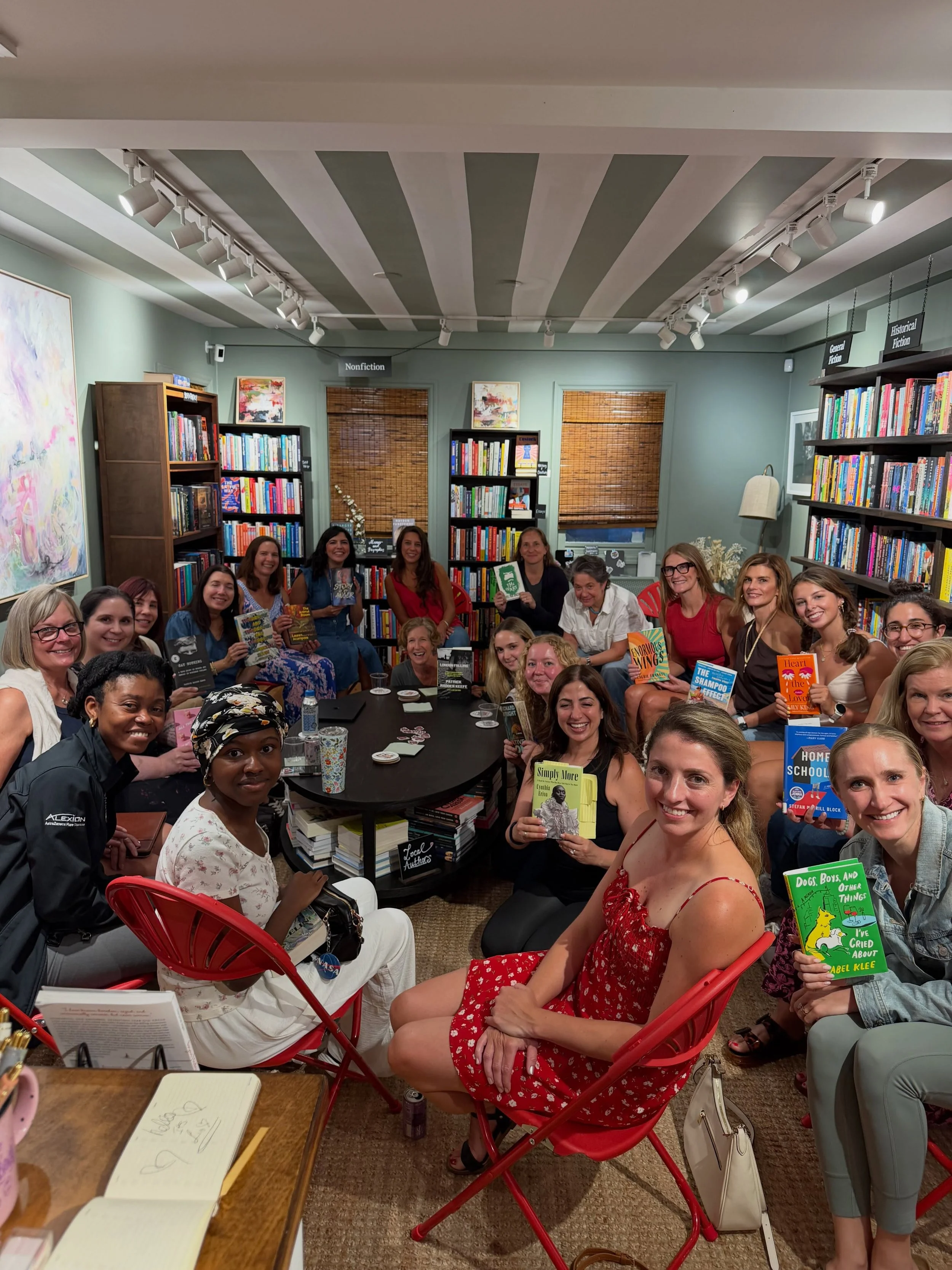 One of my favorite nights at Bedford Books. 💛📚

Our Bring Your Own Book Club is simple: everyone brings a book they loved and shares why. The result? Twenty-four incredible recommendations, lively conversation, and a TBR list that grew by... well..