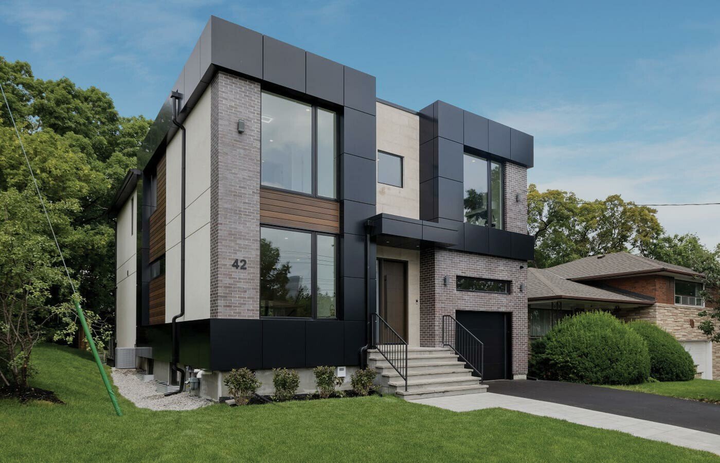 Luxury modern custom home build in residential suburb