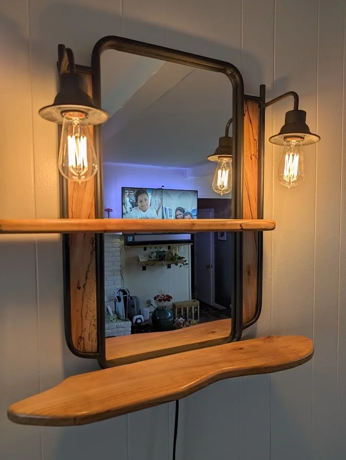 Reclaimed Mirror with Shelving