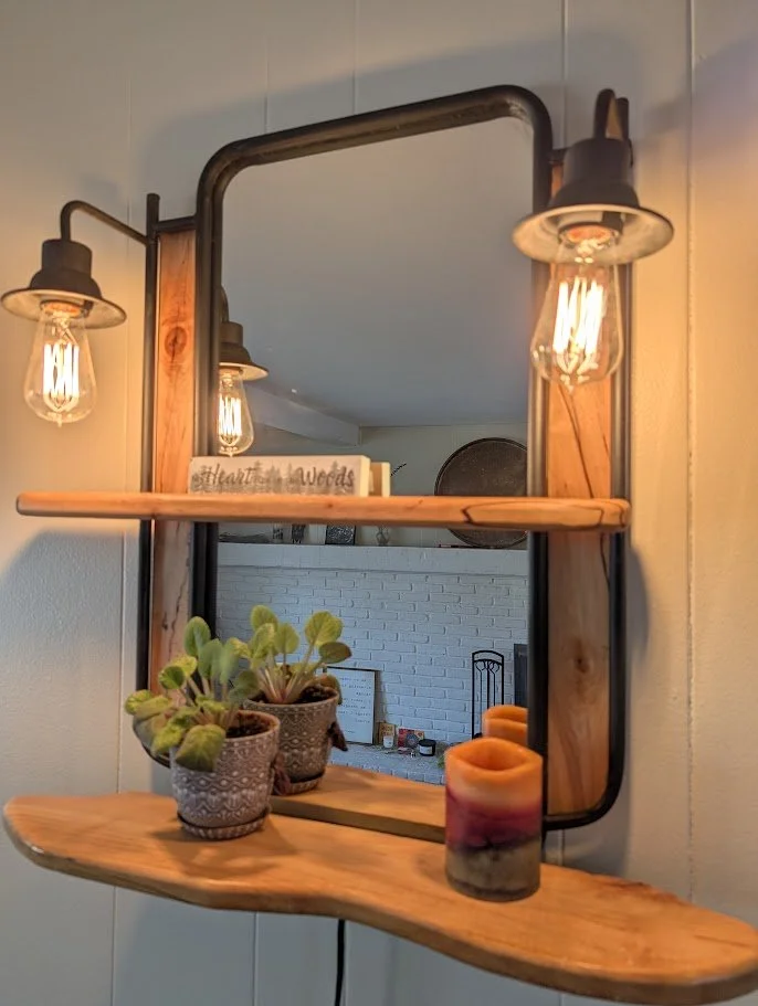 Reclaimed Mirror with Shelving