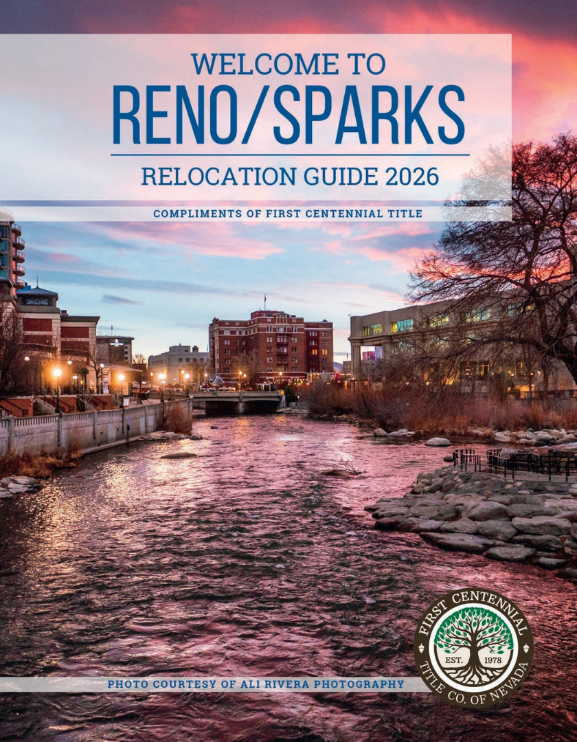 Cover Image Reno Sparks 2026 Relocation Guide by First Centennial Title — link to download the PDF.
