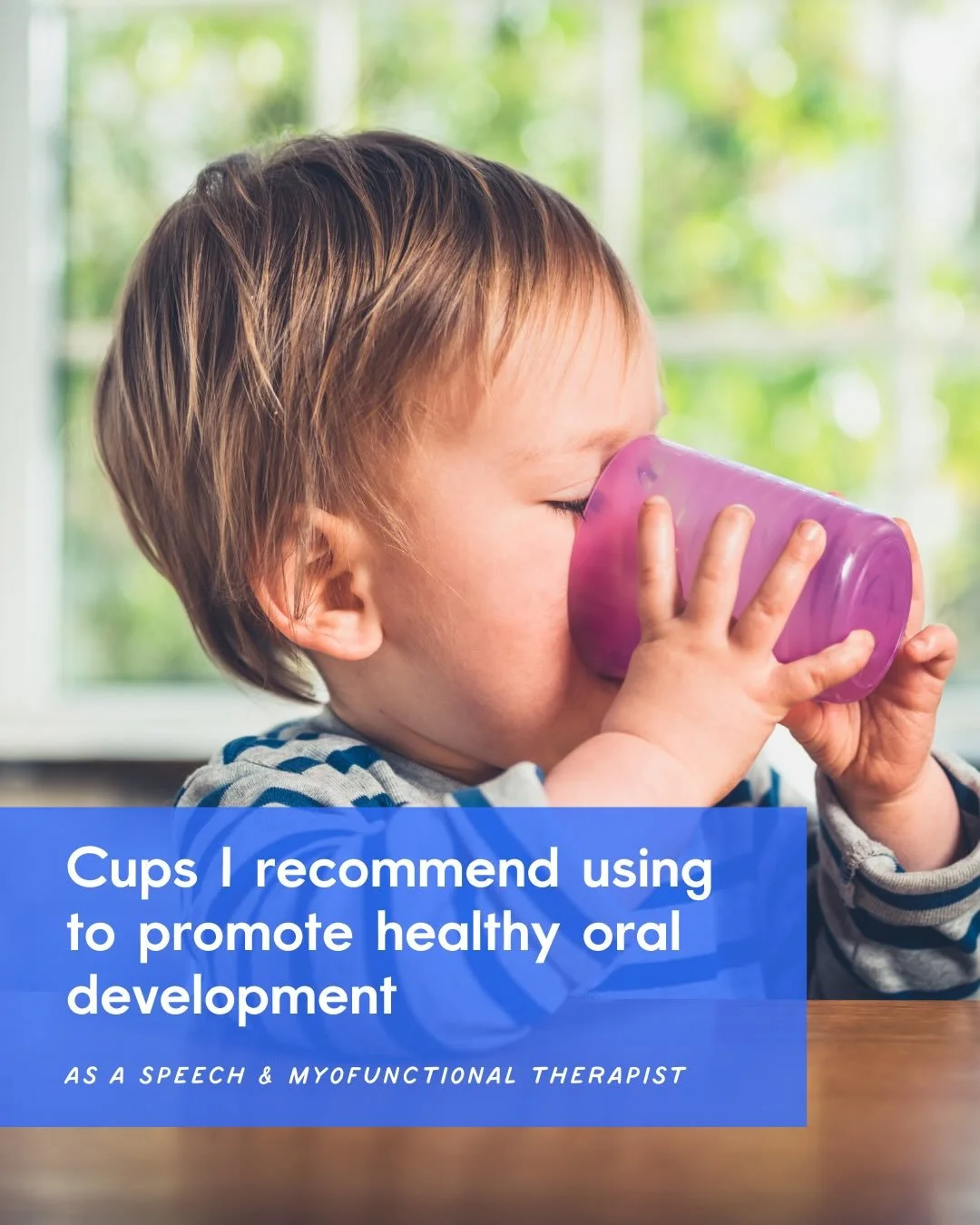 The cup your baby uses matters! Certain cups, such as sippy cups prevent a child from developing mature swallow patterns needed for a lifetime of healthy orofacial development and oral motor skills 👅