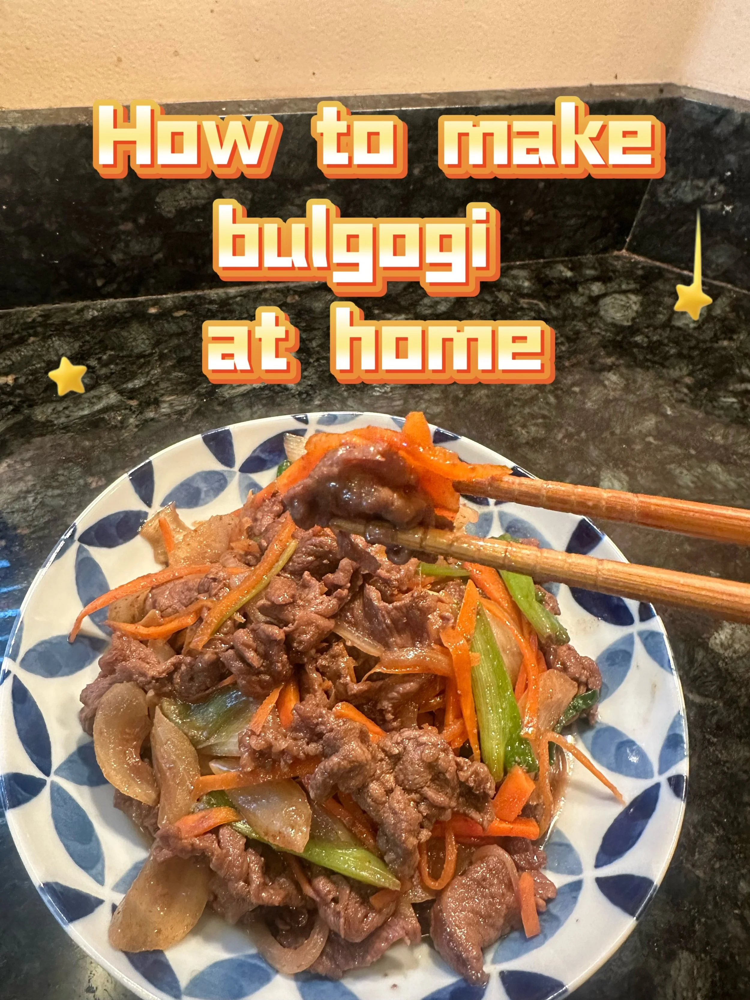 How to Make Bulgogi at Home 🥩🔥

Ingredients:

* Thinly sliced beef
* Brown sugar
* Soy sauce
* Sweet cooking rice seasoning
* Sliced onions
* Green onions

Step 1:
Add thinly sliced beef to a bowl.

Step 2:
Add brown sugar, soy sauce, and sweet coo