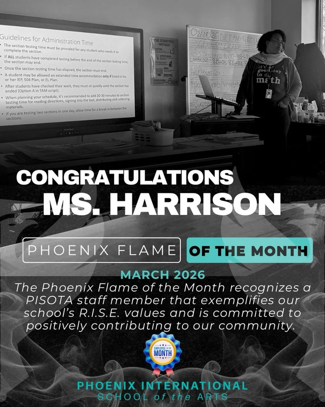 🌟 Congratulations to our March Phoenix Flame of the Month &mdash; Ms. Harrison, Math Teacher extraordinaire! 🧮❤️

Ms. Harrison doesn&rsquo;t just teach math &mdash; she creates a space where every scholar feels seen, supported, and capable of great