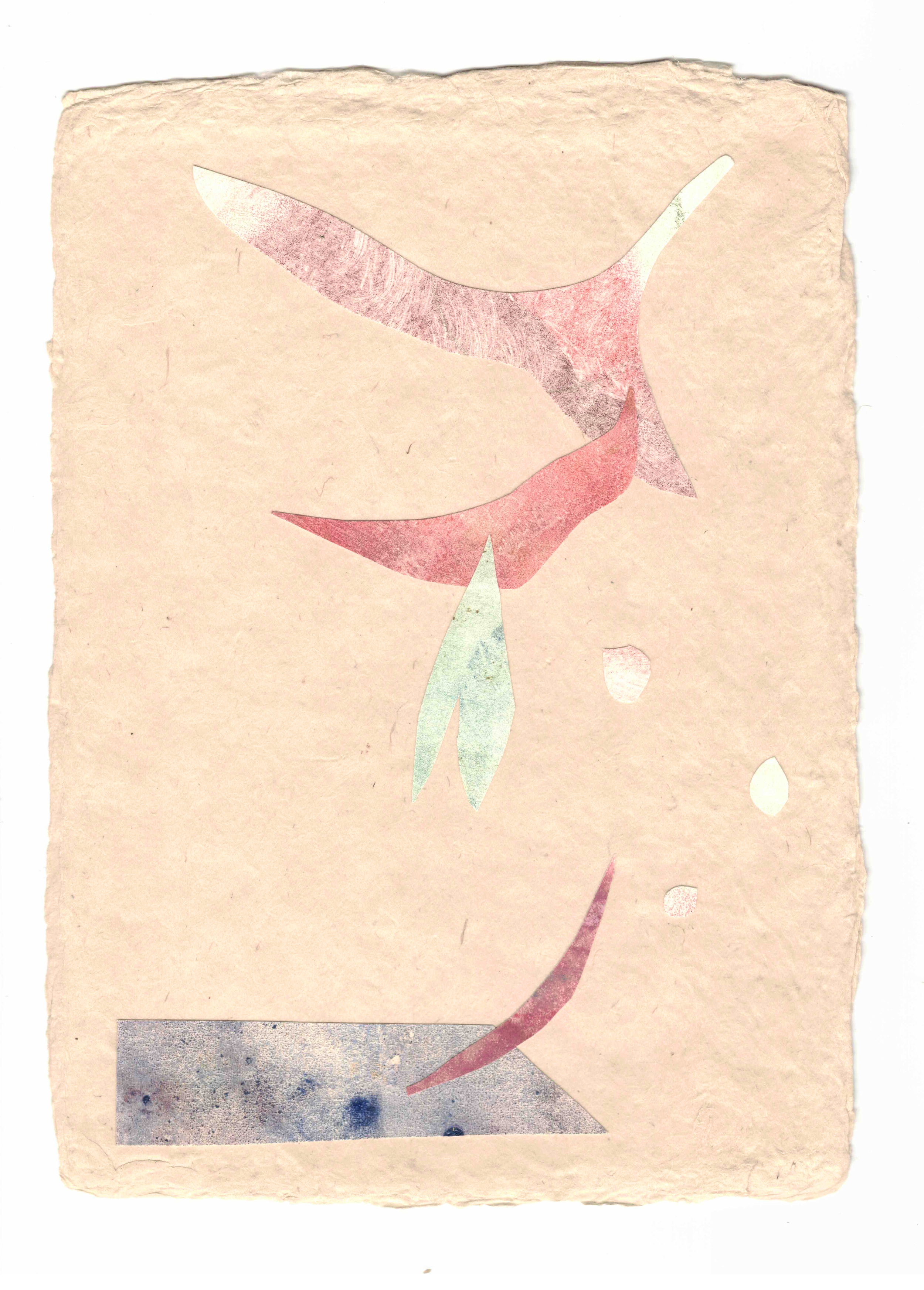  monotype collage on Bhutan Dekar handmade paper 