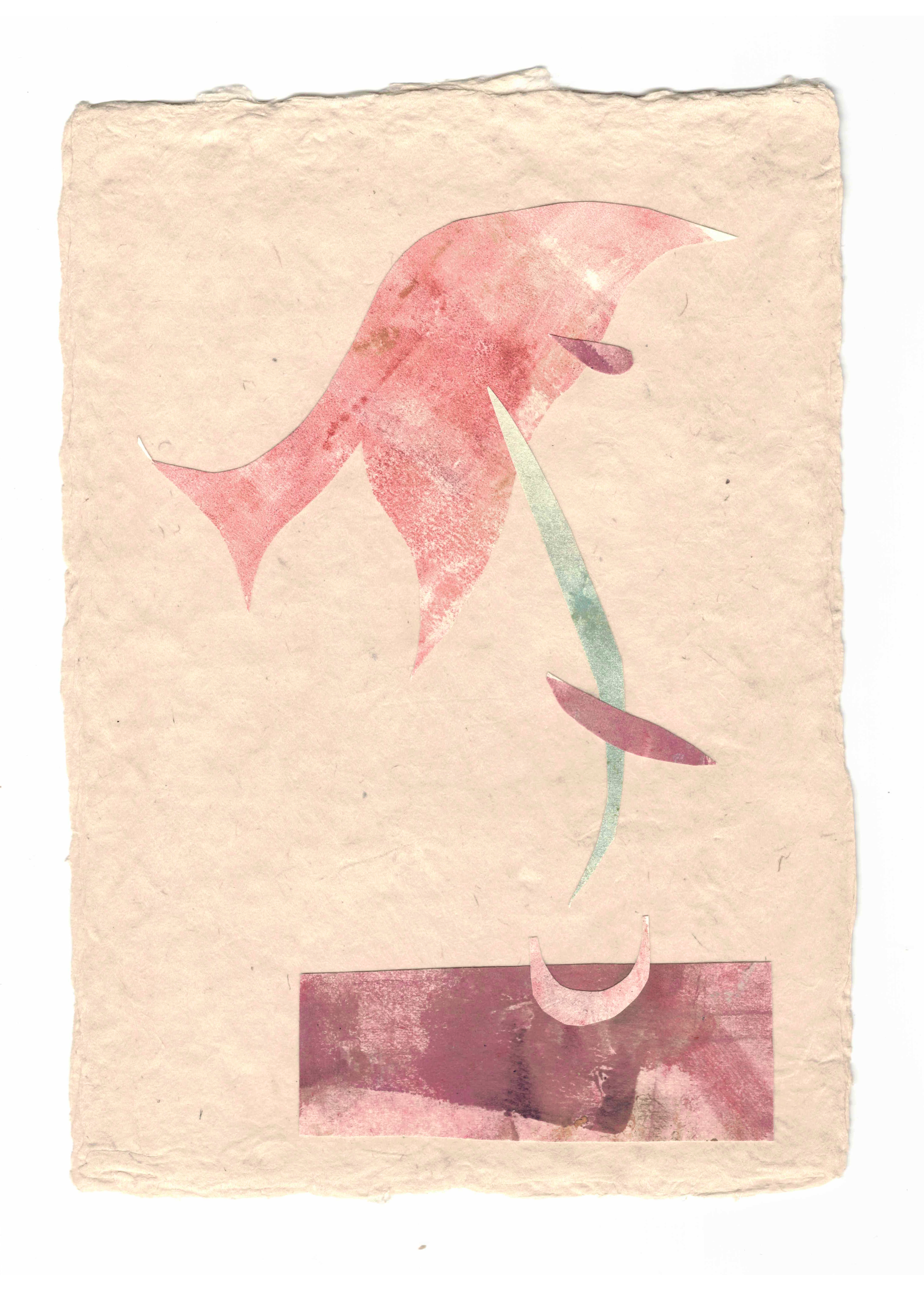  monotype collage on Bhutan Dekar handmade paper 