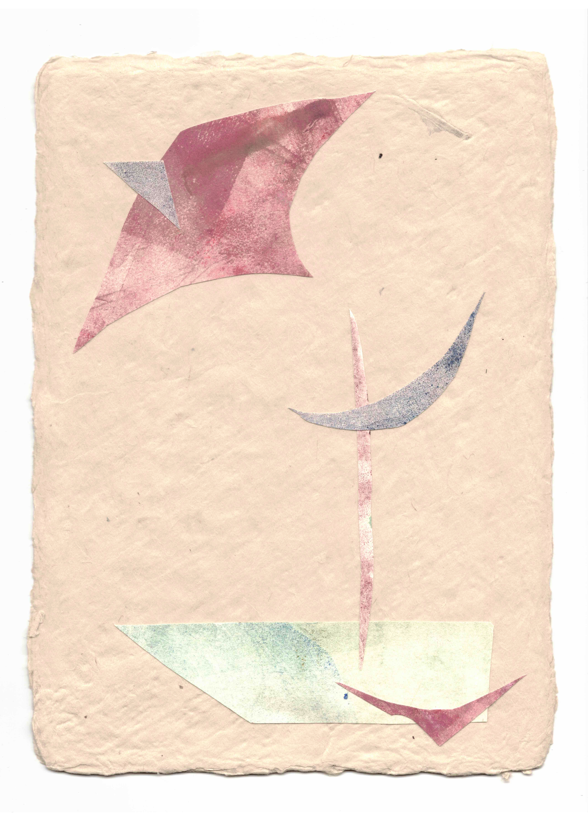  monotype collage on Bhutan Dekar handmade paper 