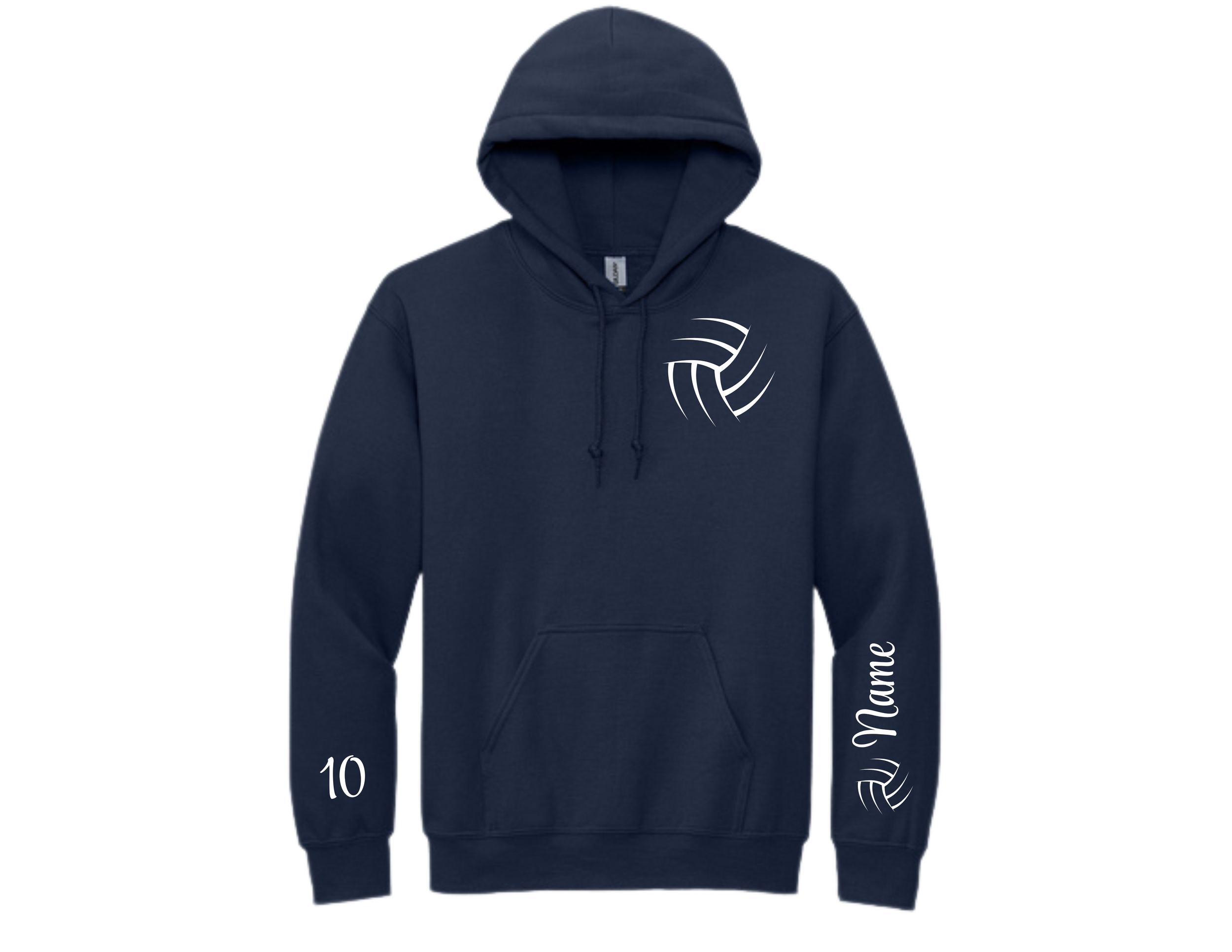 Volleyball name number sleeve hoodie  Black .png