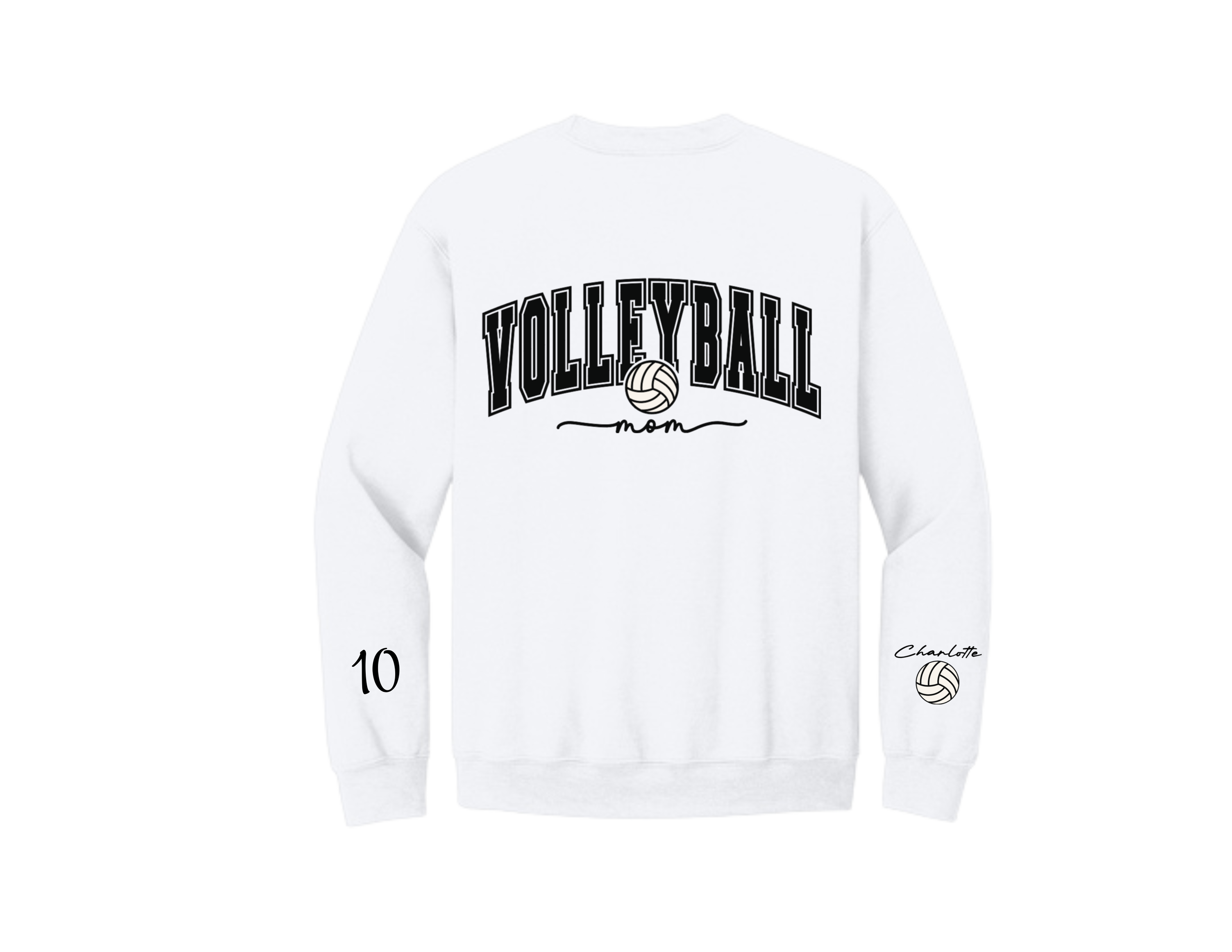 Volleyball mom crew neck sweatshirt  white.png