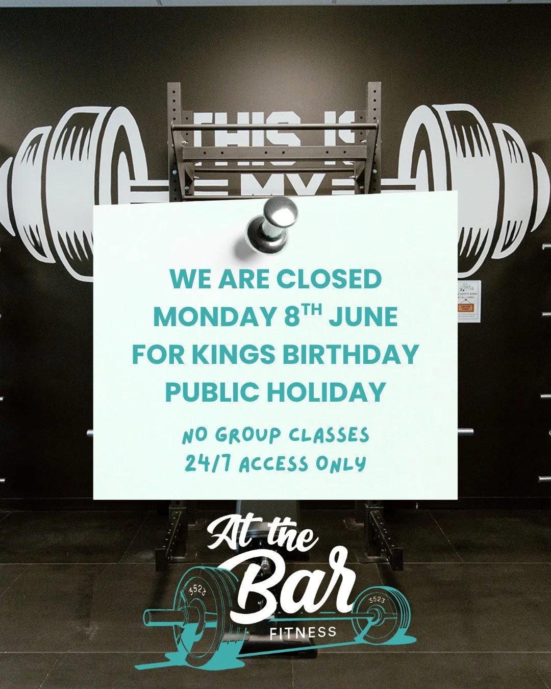 No group classes will be running on Monday 8th June due to the Kings Birthday Public Holiday.

24/7 Access still available.

Group classes recommence Tuesday 9th June.

Enjoy the long weekend and stay safe! 🥰
