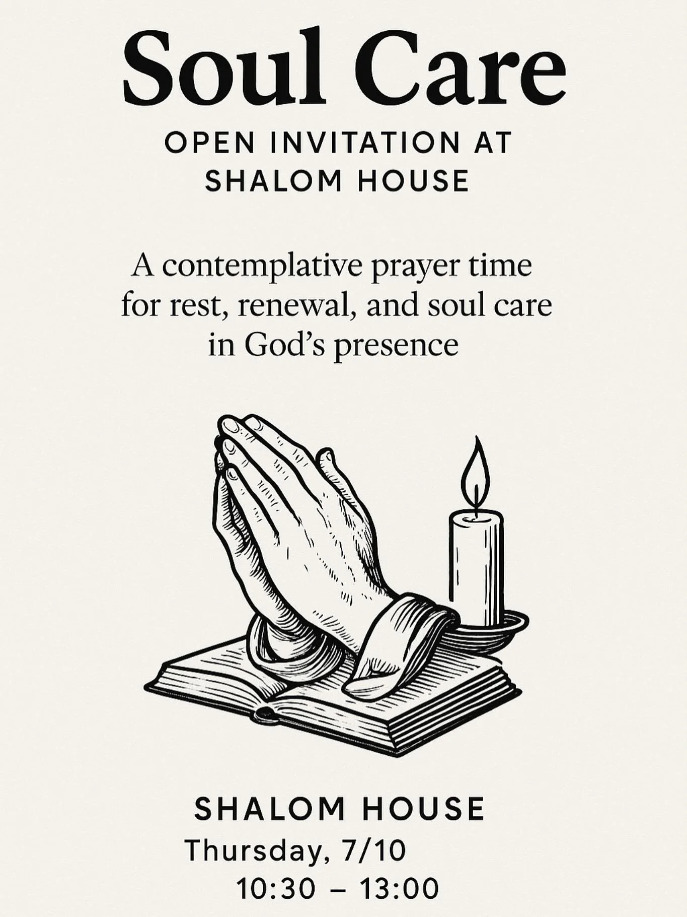 We are inviting anyone who needs a little get away to have time of contemplation. Silence is where you see Him.
#soulcare #shalomhouse #contemplation #centeringprayer