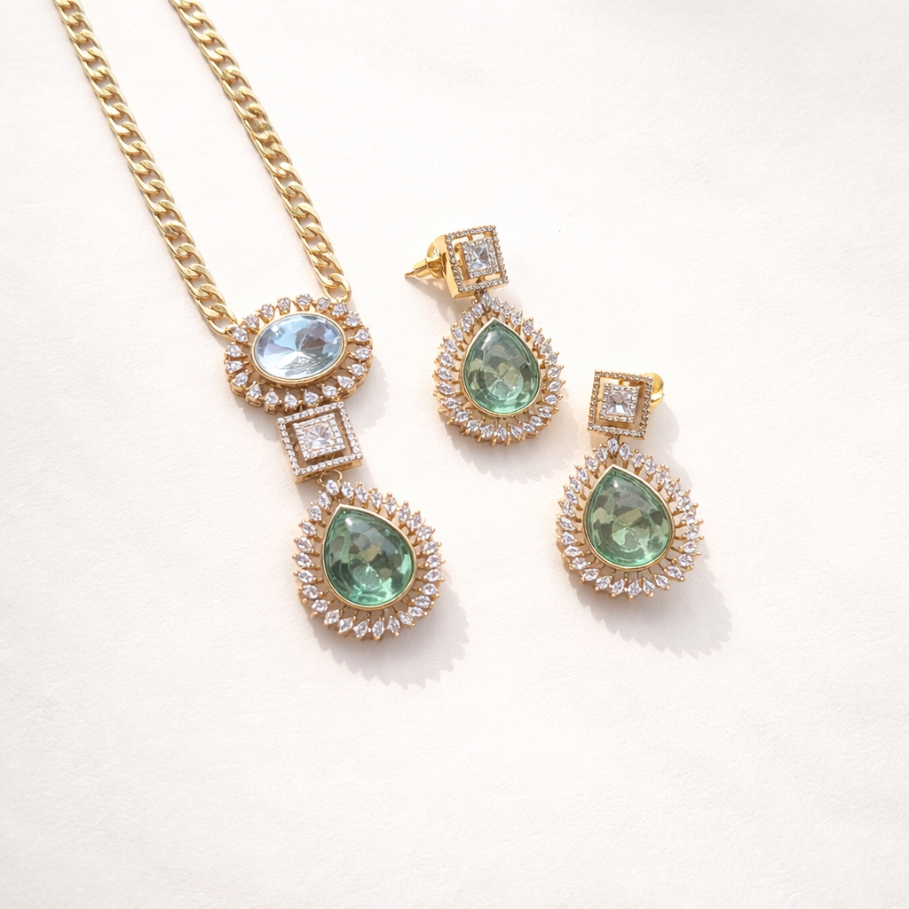 Teardrop Stone Necklace Set