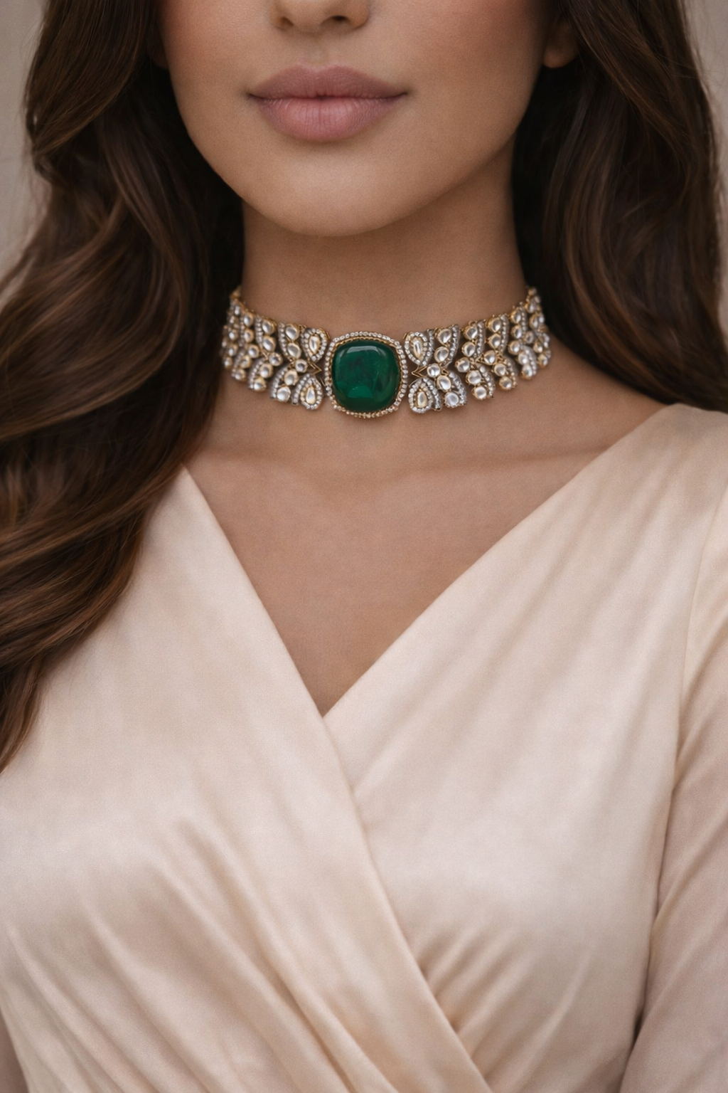 Green Stone Victorian Inspired Choker Set Model.png