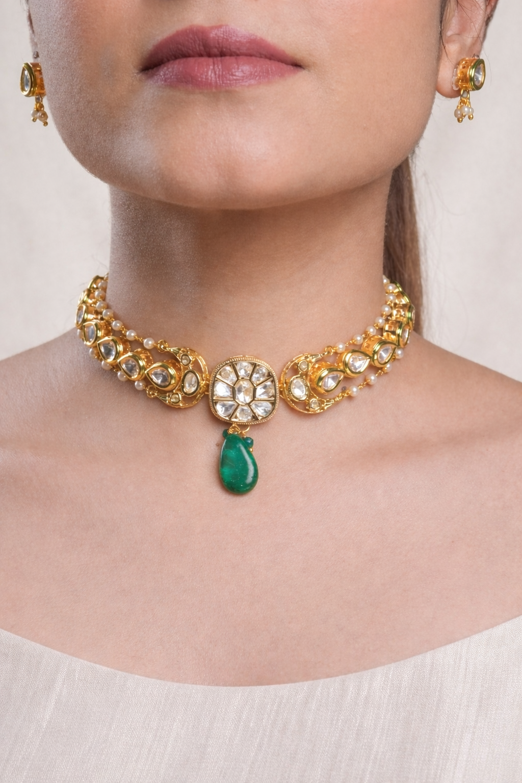 Green Drop Kundan Choker