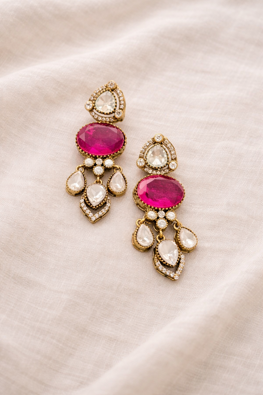 Pendant Fuschia Necklace Set Neutral Backgrounds Earrings Only.png