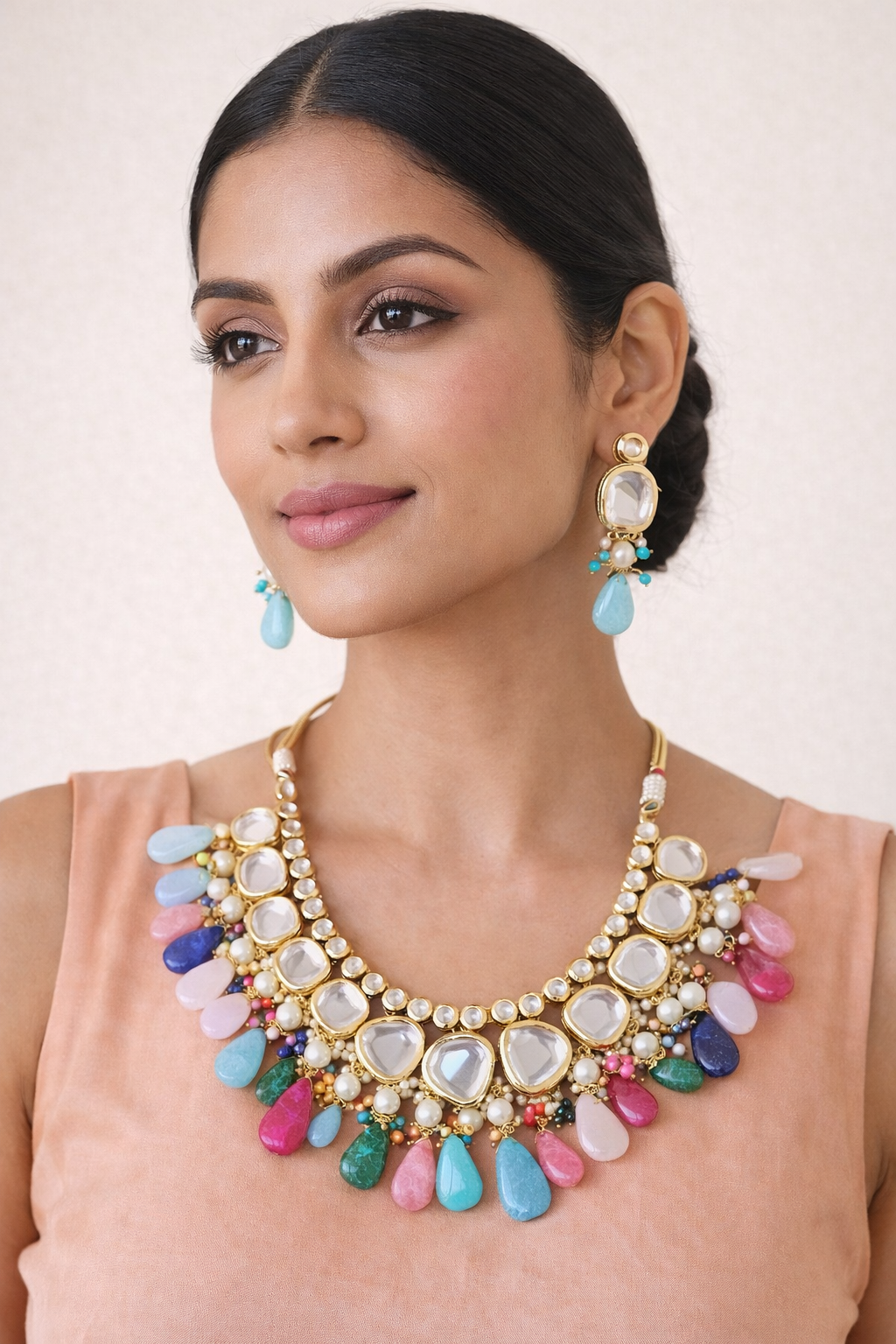 Multi-stone Kundan Necklace Set Model.png