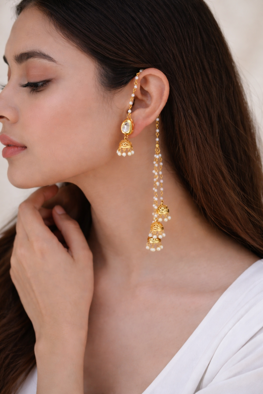 Over-The-Ear Tiered Jhumka Earrings