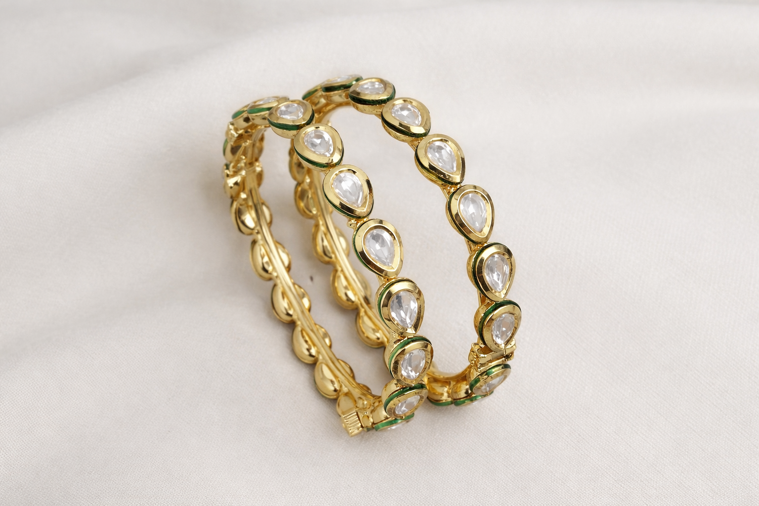 Teardrop Kundan Bangles