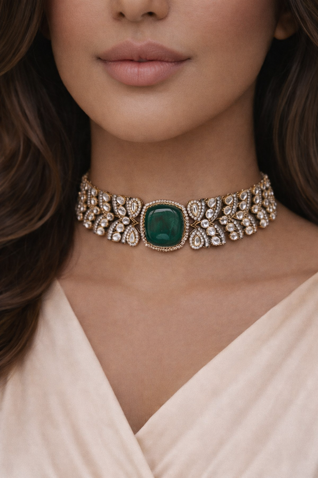 Green Stone Victorian Inspired Choker Set Model 2.png