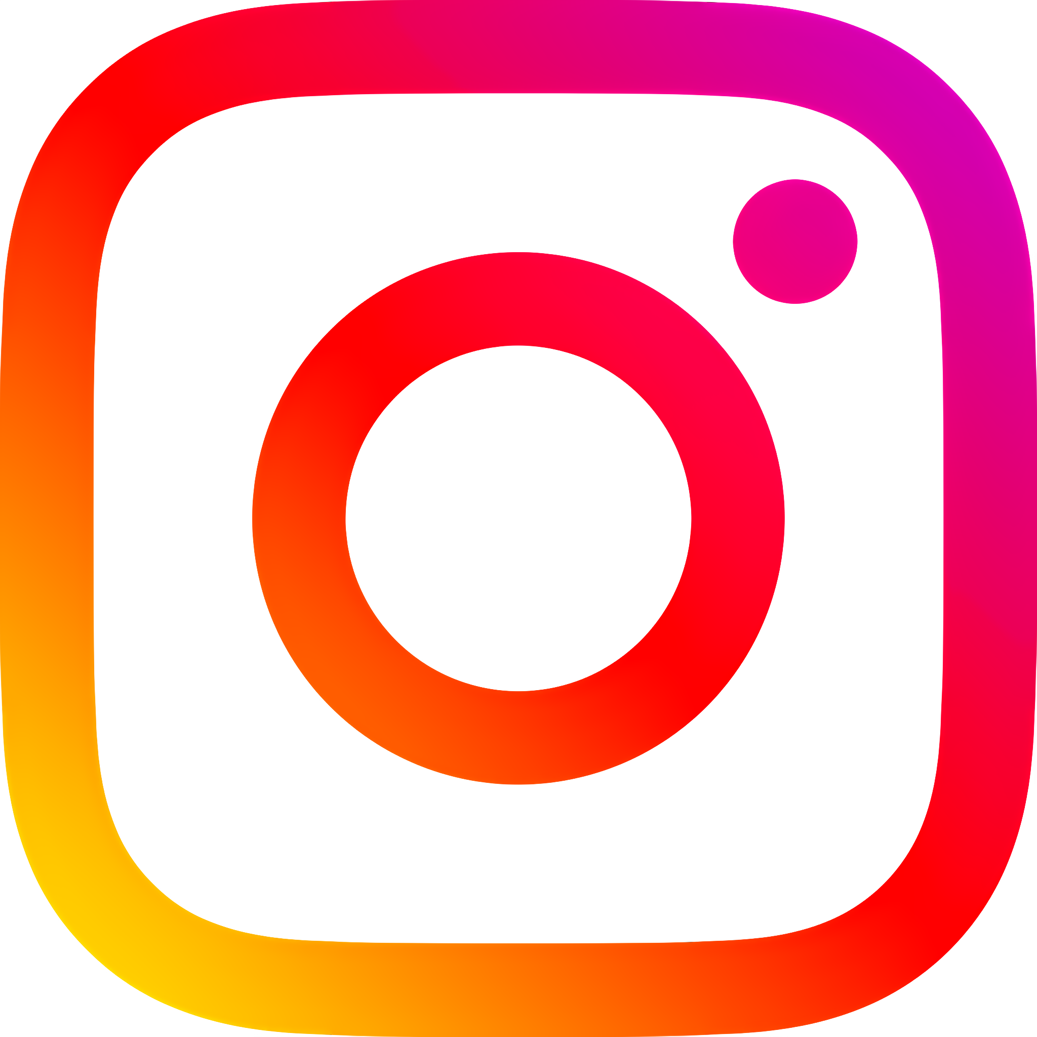 Colorful Instagram logo with a gradient of red, orange, yellow, pink, and purple.