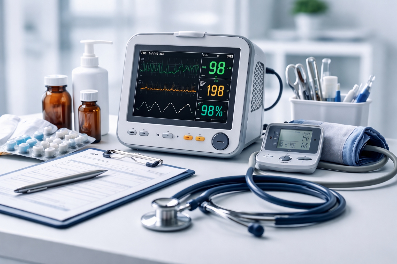 An image of medical equipment on a desk.