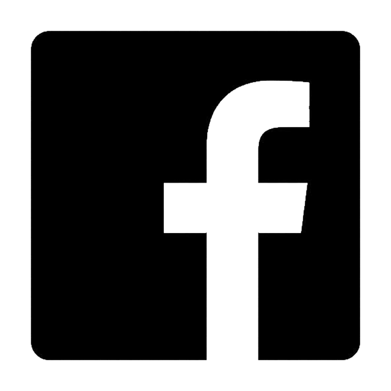 Black Facebook logo with a white outline.