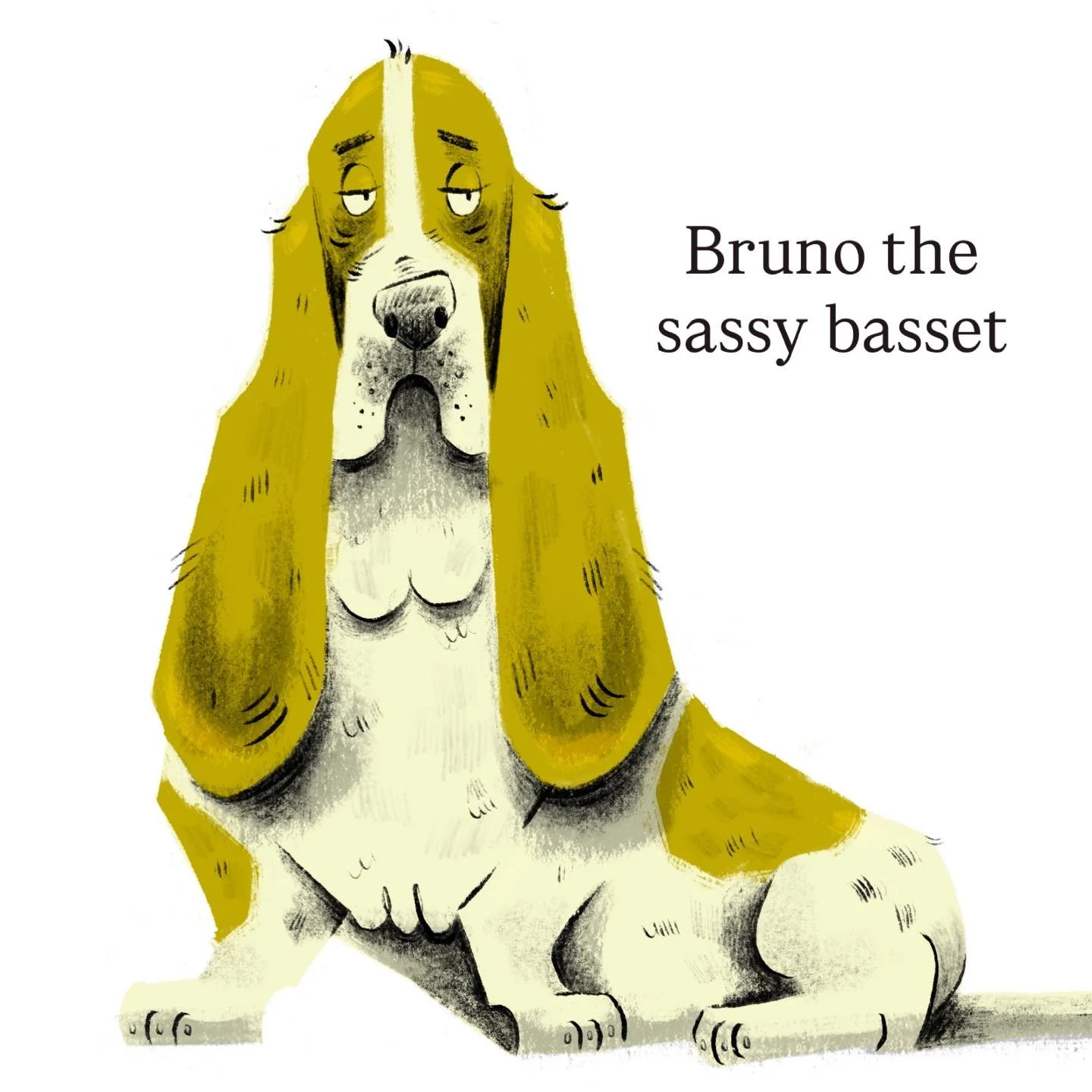 Character design for a children&rsquo;s book idea I&rsquo;m working on. Bruno the sassy basset&hellip;&hellip;.. #picturebookartist #animalillustrator #dogsarepeopletoo