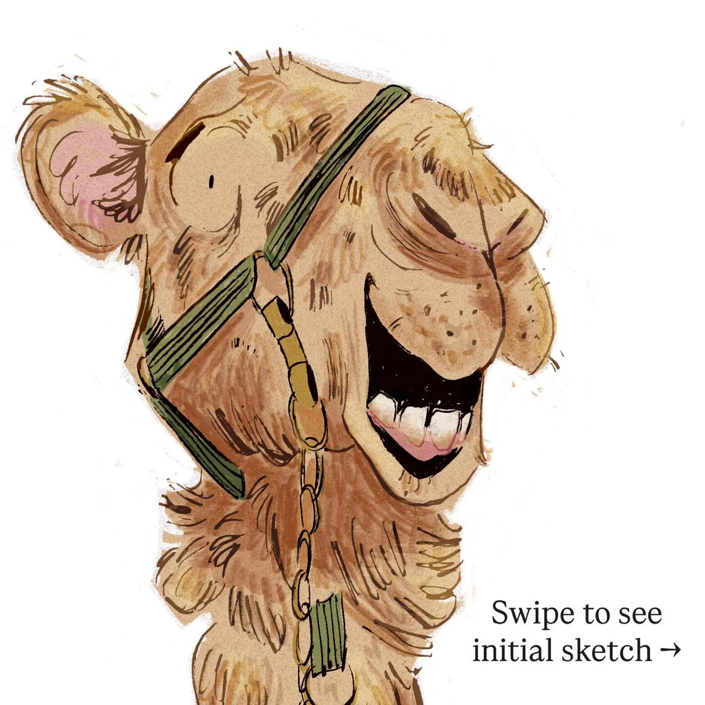 Playing around with characters and textures. Swipe to see the initial sketch ✏️➡️ #animalcharacterdesign #kidlitillustration #sketchtofinal